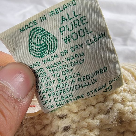 Cladyknit Ireland All Pure Wool Beige Womens Large Cardigan Sweater Warm Casual - Picture 7 of 11